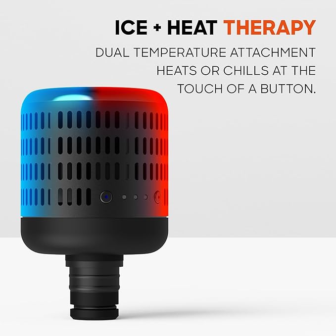 Sharper Image Powerboost Max Deep Tissue Massage Gun Bundle with Hot &amp Cold Dual Temperature Attachment