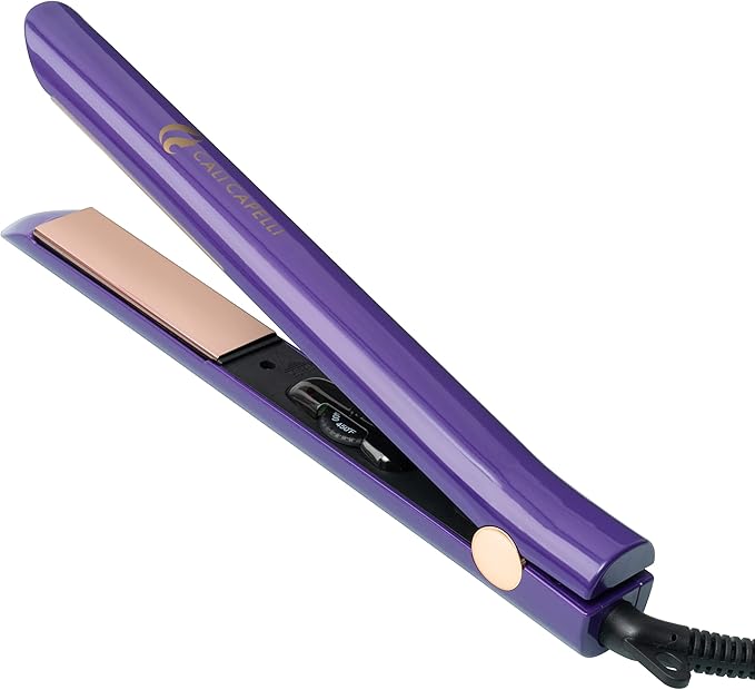 Flat Iron for Hair Styling – 1 Inch Infrared Hair Straightener with Rose Gold Titanium Floating Plates – Ionic Technology Smooths and Straightens Hair Without Pulling Heat Damage or Frizz (Purple)