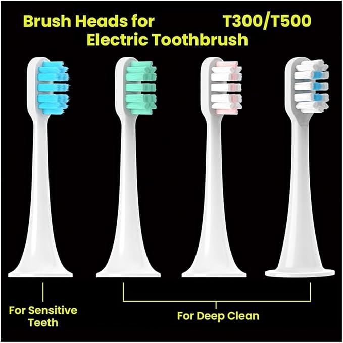 10pcs Replacement Brush Heads Compatible for T300/T500/T700 Electric Toothbrush Soft Bristle Nozzles with Caps Vacuum