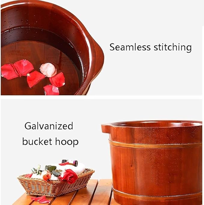 Foot Tub Wooden Foot Basin Household Gift Foot Soaker TubWooden Foot Soak Sauna Foot Tub Massage Spa Sauna SoakHandmade Wooden Footbath TubsFoot Bath Wooden Bucket Foot SpaSauna Accessories Hou