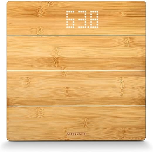 Soehnle Style Sense Bamboo Magic Digital Bathroom Scales Weight up to 180 kg in 100 gram Increments Display Visible When On Scales Including Batteries Personal Scales