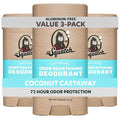 Dr. Squatch Natural Men’s Deodorant – Aluminum Free Natural Deodorant Men with Charcoal &amp Postbiotics for 72-Hour Odor Protection – Coconut Castaway 2.65oz Stick (3-Pack)