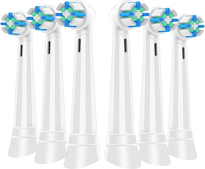 6 Pack Replacement Heads with Medium Soft Bristles Compatible with Oral b IO 2/3/4/5/6/7/8/9/10 Series Electric Toothbrush IO Brush Heads Compatible with Oral b (White)