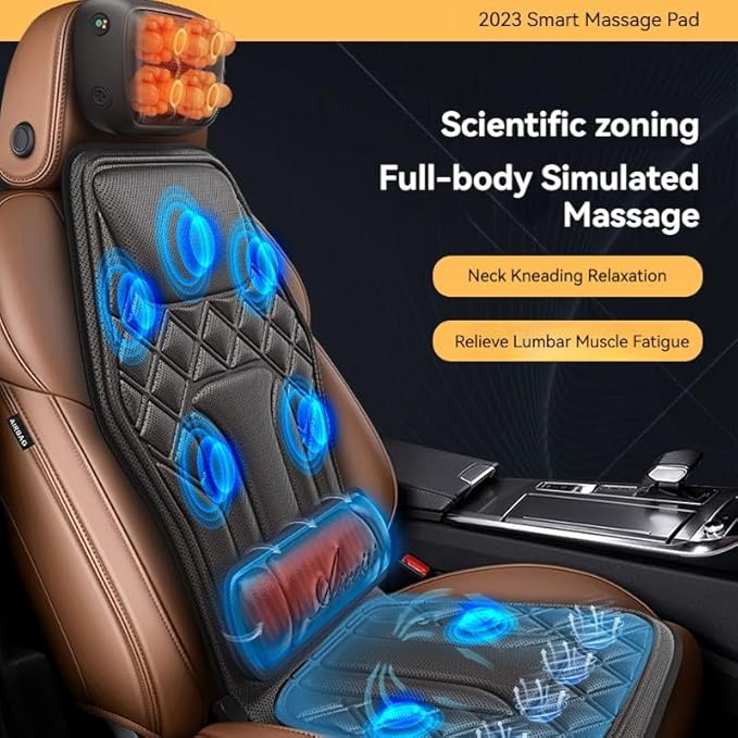 Multi-Functional Heating and Vibration Neck and Back Massager car Neck and Back Massage Cushion seat Cushion Portable Massage seat Cushion. A Gift for Parents
