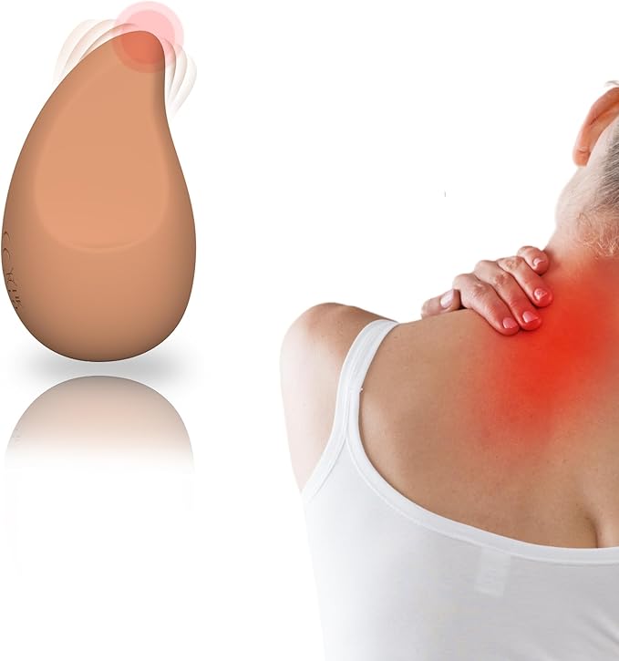 Handheld Cordless Massager for Shoulder Neck and Back Soft Rechargeable Waterproof Relaxation Muscles Massage Tool - for Soothing Pain Tension Stiffness and Fatigue - Brown