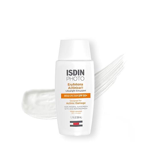 ISDIN Eryfotona Actinica SPF 50+ | Mineral Sunscreen for Face with Zinc Oxide | 100% Mineral UV Filters | No White Cast Suitable for Sensitive Skin Dermatologist Recommended