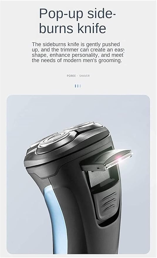 Rechargeable Waterproof IPX7 Electric Shaver Wet &amp Dry Rotary Shavers for Men Electric Shaving Razors with Pop-up Trimmer Blue
