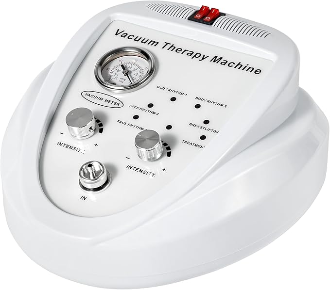 Bacocoo Vacuum Therapy Machine for Body Sculpting &amp Breast Enhancement 24 Cups + 3 Massage Heads 70cmHg Suction 6 Modes - Portable Body Lifting for Butt Legs Abdomen Home Spa Gift.(White)