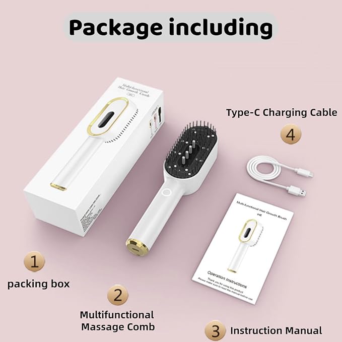 Multifunctional Massage Comb with Liquid Dispenser - Rechargeable Electric Hair Care Tool Vibrating Scalp Massager with LED Lights for Frizz Control &amp Shine Gift for Women or Man (Pink)