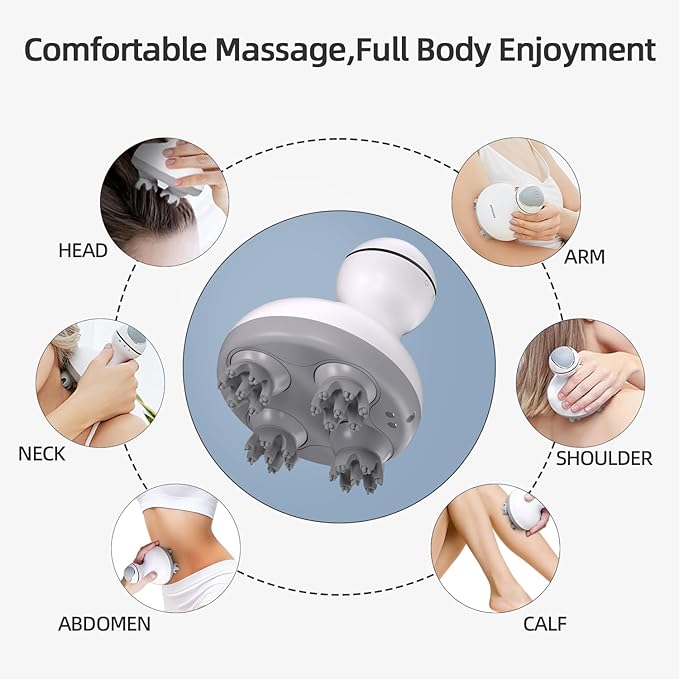 cotsoco Electric Cordless Head &amp Scalp Massager with Kneading 84 Nodes Handheld Waterproof Hair Massager with Magnetic Charging Base for Hair Growth Stress Relax &amp Deep Clean Gifts for Dad