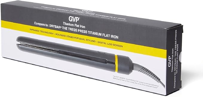 GVP Dual Voltage 1” Lightweight Titanium Straightening Iron Adjustable Temperature