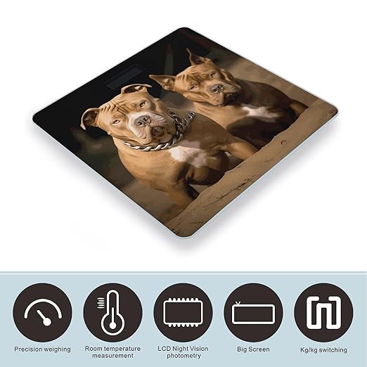 Pitbull Dogs Scale for Body Weight Highly Accurate Digital Bathroom Body Scale Digital Bathroom Scales for People Anti-Slip Large LCD Display Smart Scales