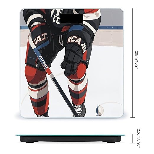 Ice Hockey Pattern Scale for Body Weight Digital Bathroom Scale Toughened Glass High Precision Scales for Body Weight with Large LCD Backlight Display Weight Scales