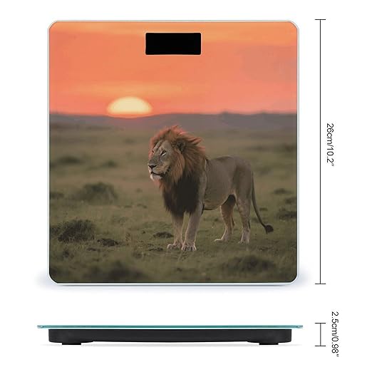 Lion on African Savannah Weight Scale Cute Bathroom Scale for Body Highly Accurate Digital Weighing Machine for People Compact LCD Display Scales with Sturdy Toughened Glass Scales