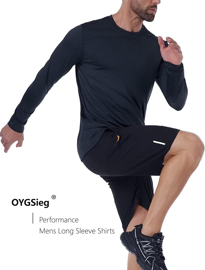 6/7 Pack Men's Quick Dry Long Sleeve Shirts UPF 50+ UV Sun Protection SPF Shirt Moisture Wicking T-Shirt for Casual Workout