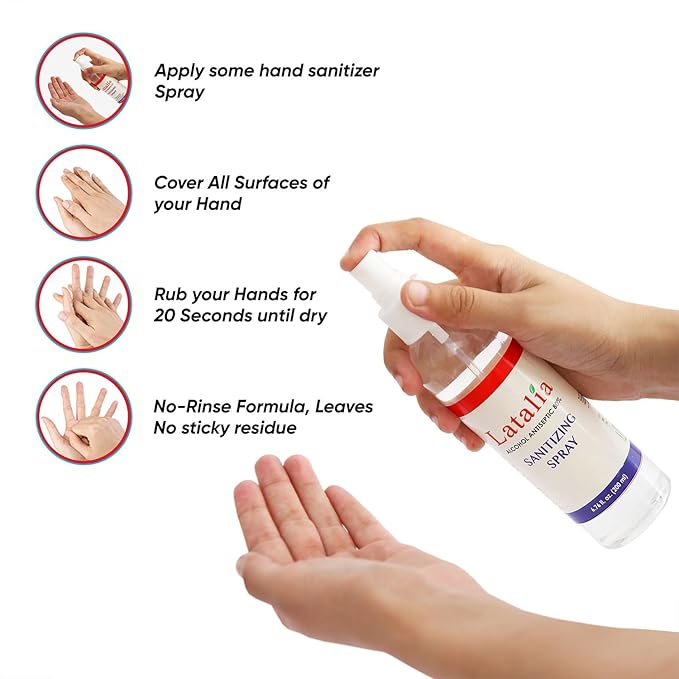 Latalia Unscented Hand Sanitizer Spray Refill Pack of 24 | 6.67 Fl oz with 80% Alcohol Bulk Hand Sanitizer Travel Size | Hand Sanitizing Spray For Quick Dry Hand