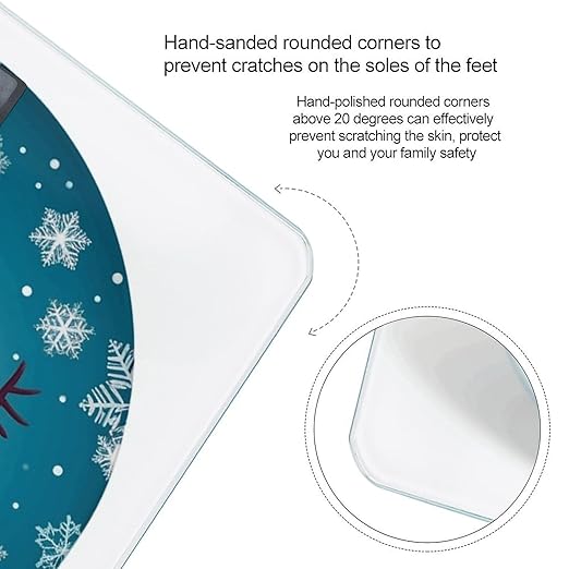 Lovely Christmas Cartoon Skiing Snowman Snowflake Scale for Body Weight High Precision Digital Weight Scales with LCD Display Anti-Slip Sturdy Slim Tempered Glass Bathroom Scale for Home Use