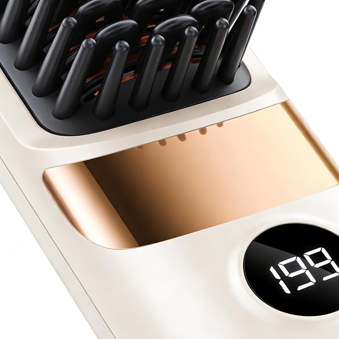 Hair Straightener Brush Portable Rechargeable Cordless Hair Straightener - Female Hairstyle Brush and Curling Comb | For Daily Use Travel Ladies Teens Home Salon Office Business