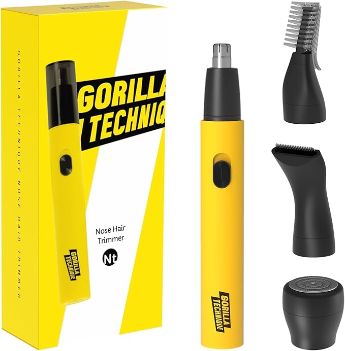 Gorilla Technique Nose Ear Hair Trimmer for Men 10000RPM 4 in 1 Nose Eyebrow &amp Facial Hair USB-C Rechargeable Battery Waterproof Heads Korean 4 Heads