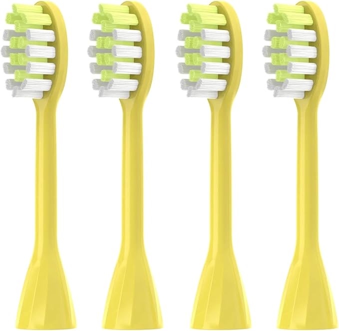 4Pack Replacement Toothbrush Heads Compatible with Ph One Soni Care Electric Head HY1100 HY1200 BH1022(Yellow)