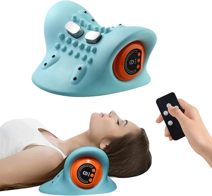 2026 Upgraded 3-in-1 Neck Massager Portable Cervical Traction Device 3 Heat Levels &amp 3 Vibration Modes Ergonomic Support for Neck Pain Relief &amp Muscle Relaxation Home &amp Office Use
