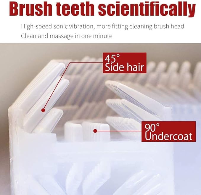 Maybuy Ultrasonic Automatic Toothbrush Ultrasonic U-Shaped Toothbrushes for Adult 360° Electric Sonic Tooth Brush with Automatic Timer Wireless Charging Teethbrush Kit for Travel Or Home (Black)