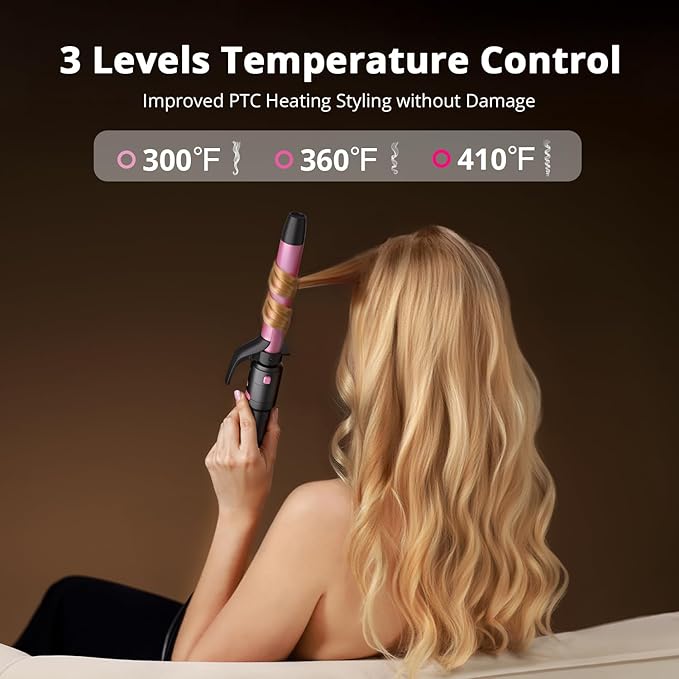 5 in 1 Automatic Rotating Curling Iron Set CrazyMar Curling Wand Set - 5 Barrels (3/411/4 Inch) Dual Voltage Curling Wand for Professional Hair Styling Travel Ceramic Coating(Hot Pink)