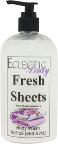 Eclectic Lady Liquid Pearl Body Wash - Fresh Sheets Scent 3-in-1 Use For Bubble Bath Hand Soap &amp Body Wash Phthalate-Free Fresh Sheets Fragrance Handcrafted in USA (16 oz)