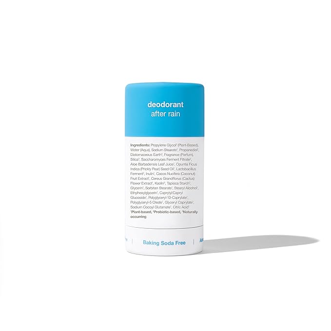 Hume Supernatural Aluminum Free Deodorant for Women &amp Men - Safe for Sensitive Skin - Probiotic Plant-Based Baking Soda Free Aloe &amp Cactus Flower Anti Sweat Stain &amp Odor – After Rain