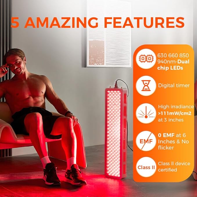 BestQool Red Light Therapy Device for Body Face. 4 Wavelengths Full Body Near Infrared Therapy Lamp Dual Chip 200 Elite Grade LEDs High Power Red Light Panel at Home. 340W.