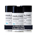 MARLOWE. No. 024 Natural Deodorant for Men 3-Pack | Aluminum Free Stick | Made with Coconut Oil Shea Butter Jojoba | Only No-Nonsense Ingredients that Work Best | Sage &amp Fir Scent
