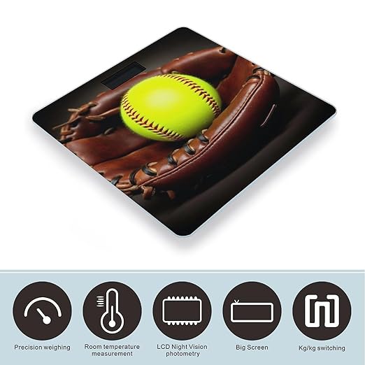 Men's Fashion Automatic Switch Digital Bathroom Weighing Scale Smart Scale Retro Vintage Sports Softball Ball