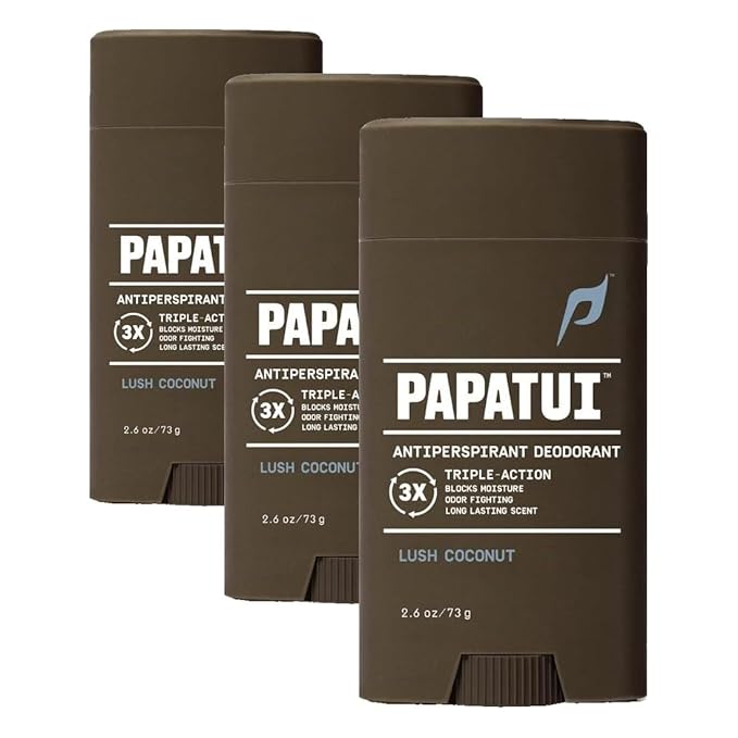 Papatui by Dwayne Johnson Triple Action Antiperspirant for Men | Sweat Control Odor Neutralizer &amp Skin Nourishing | Lush Coconut | 2.6 oz (Pack of 3)
