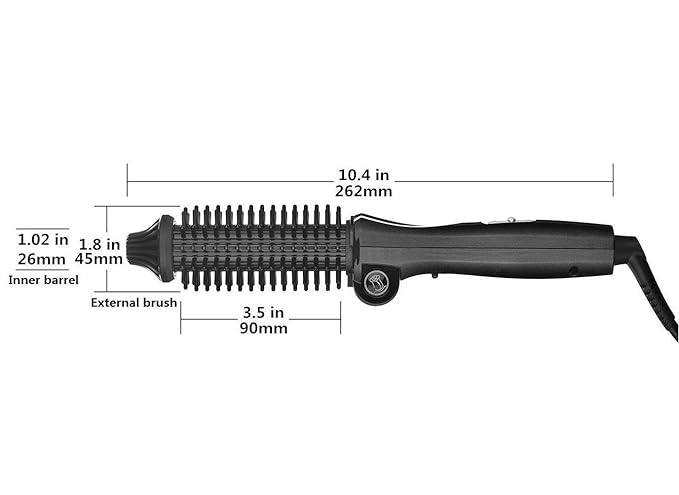 Travel Hair Curling Iron Brush 1 inch Anti-scald Heated Curling Wands Round Hair Styler Curler Brush Curling Iron Brush Ionic Hot Curler Brush for Curling Dual Voltage (Black)