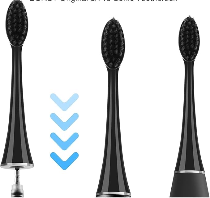 10 Replacement Brush Heads for Burst Pro Electric toothbrushes Soft Charcoal bristles with dust caps(5pcs Black)