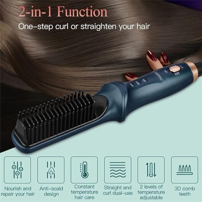 220V Ionic Fast Heating Multifunctional Hair Brush Hair Curler Brush 25mm Hair Comb Straighteners Curling Hair Iron