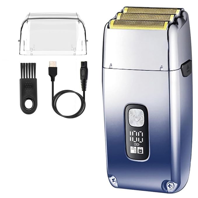 Men's Shaver Rechargeable Hair Beard Electric Shaver For Men Powerful Electric Razor Head Bald Shaving Machine Wet Dry 3-blade shave system (Color : Silver box)