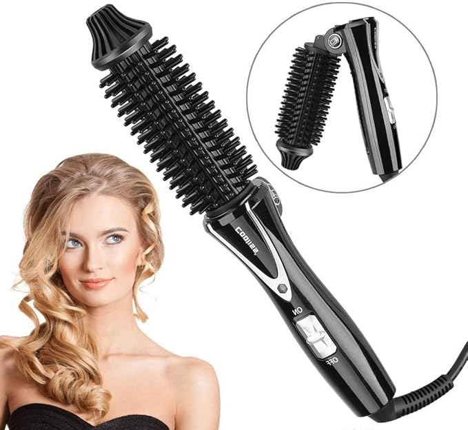 Electric Hair Curler Hot Curler Brush Professional Anti-Scald Instant Heat Up Curling Wands Instant Heat Styling Brush Suitable for All Hair Types (（110-240V）) (Black)