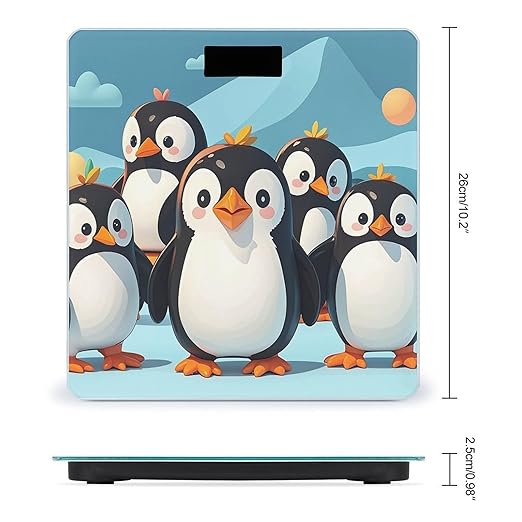 Cute Penguins Smart Scale for Body Weight Accurate Bathroom Scale with LED Display Digital Weight Scales Weighing Machine High Precision Scales for Bath Home