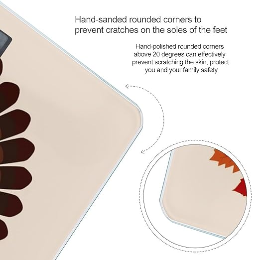 Maple Leaf Dark Brown Turkey Scale for Body Weight High Precision Digital Weight Scales with LCD Display Anti-Slip Sturdy Slim Tempered Glass Bathroom Scale for Home Use