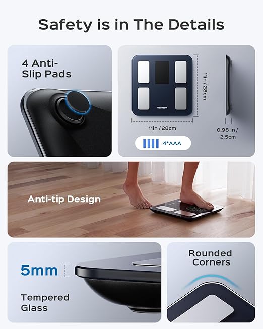 Smart Scale for Body Weight FSA&ampHSA Eligible Bathroom Digital Weighing Scale with 8-in-1 Large Display 22 Metrics with BMI Body Fat Heart Rate Compatible with iOS &amp Android