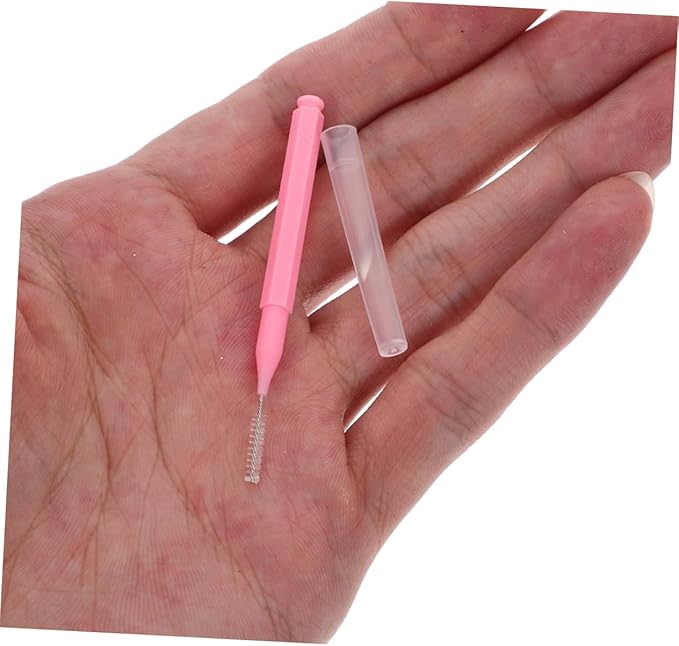 200pcs Braces Brush Small Interdental Brush Between Tooth Flossing Pick Toothpick Cleaners Oral Flosser Oral Cleaning Supplies for Travel Home Pink