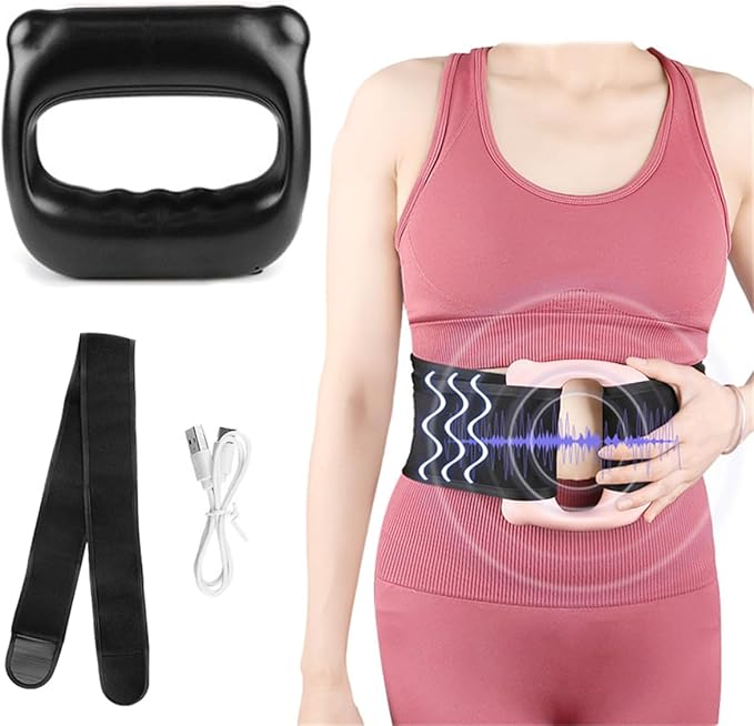 Deep Tissue Massage Gun Adjustable Vibration Percussion Massage Ring Tool Handheld Electric Muscle Massager with Belt Portable Fascia Massager for Body Pain Relief Relaxation USB Charging (Black)