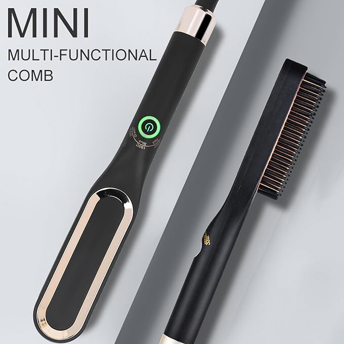 Electric Beard Straightening Comb Multifunctional Beard Straightener Brush for Men 100‑240V Grooming Gifts for Men (US Plug)