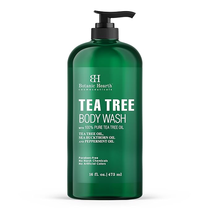 Botanic Hearth Rosemary Mint Hair Oil 2 fl oz + Tea Tree Body Wash 16 fl oz – Hair &amp Body Care Combo with Pure Tea Tree Oil – Refreshing Cleanse – Sulfate &amp Paraben Free – For Men &amp Women