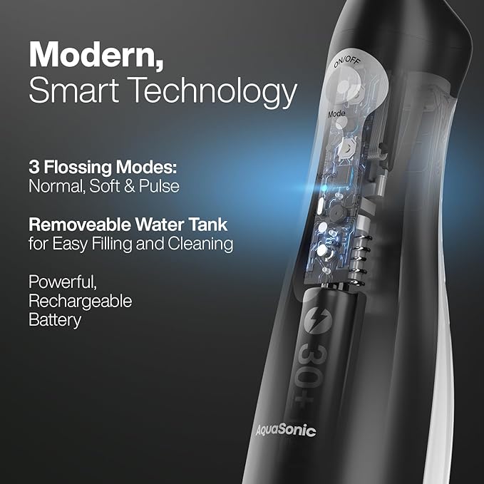 AquaSonic Aqua Flosser - Cordless Rechargeable Water Flosser for Teeth - Waterproof Portable Oral Irrigator for Dental Cleaning with 5 Jet Tips – Braces Home Travel