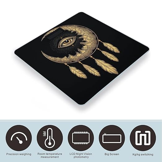 Women's Fashion Automatic Switch Digital Bathroom Weighing Scale Smart Scale Mandala Boho Crescent Moon Sun Dreamcatcher