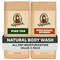 Dr. Squatch Natural Men's Body Wash Shower Gel - Cleansing Nourishing Long Lasting Scent Moisturizing Body Wash for Men - Pine Tar + Wood Barrel Bourbon (14 oz 2-Pack)