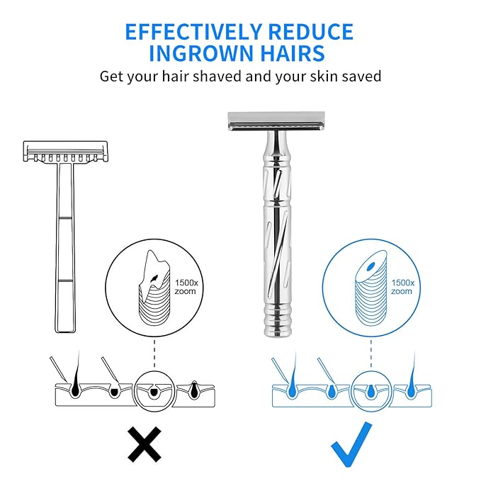 KAMPFE Double Edge Safety Razor Shaver Adopts CNC High-Precision ProcessingWomen and Mens razors for Shaving30-degree Shaving Angled Head (mild+)