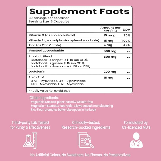 Vitaliboost Soaking Wet - Probiotic for Total Vaginal Health &amp Increased Wetness - 90 Capsules (1 Month Supply)
